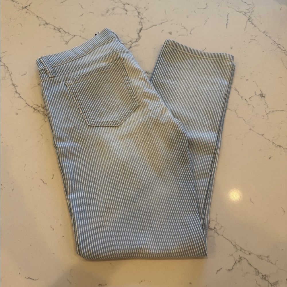 Joe's Jeans Blue and White Striped Ankle & Cropped Jeans